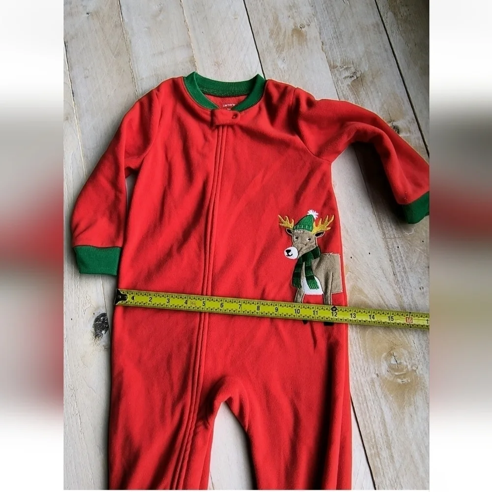 Carter's Boys Toddler Red Christmas Reindeer One Piece Fleece Pajamas 2T
